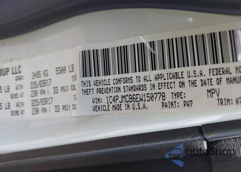 2014 Jeep Cherokee Latitude z USA, uszkodzony, nr VIN 1C4PJMCB6EW150778